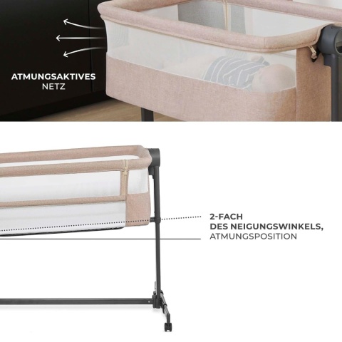 Kinderkraft Neste Up 2 - Dziecięce Niemowlęce Łóżeczko Dostawne 2w1 Beige