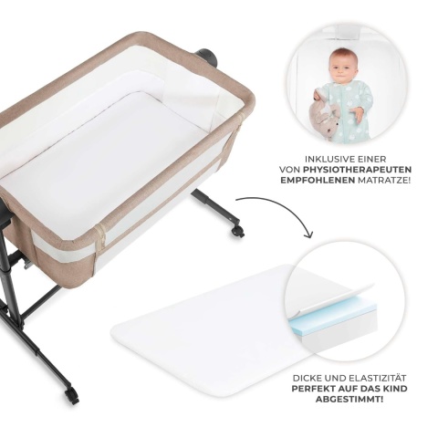 Kinderkraft Neste Up 2 - Dziecięce Niemowlęce Łóżeczko Dostawne 2w1 Beige