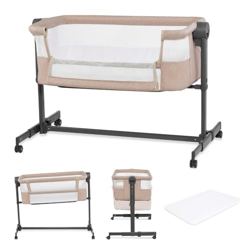 Kinderkraft Neste Up 2 - Dziecięce Niemowlęce Łóżeczko Dostawne 2w1 Beige