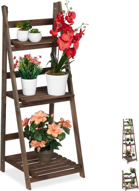 Kwietnik Relaxdays drewniany 108 cm stojak na kwiaty do ogrodu
