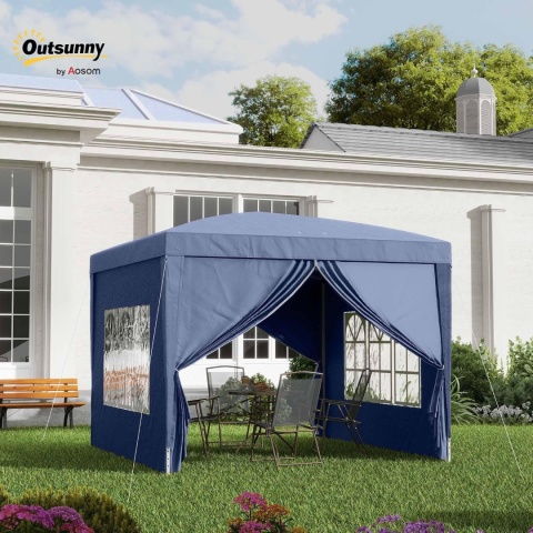Outsunny - Pawilon ogrodowy, namiot recepcyjny, składany, 3 x 3 m, 4 ściany