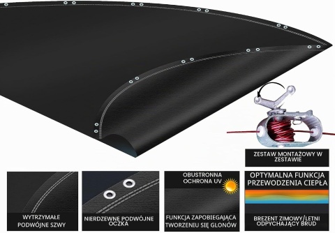 Quick Star Okrągła Plandeka Solarna Osłona Basenu 560cm Czarna