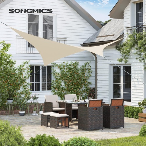 SONGMICS Markiza Przeciwsłoneczna UV z HDPE, 5 x 5 m, Oddychająca