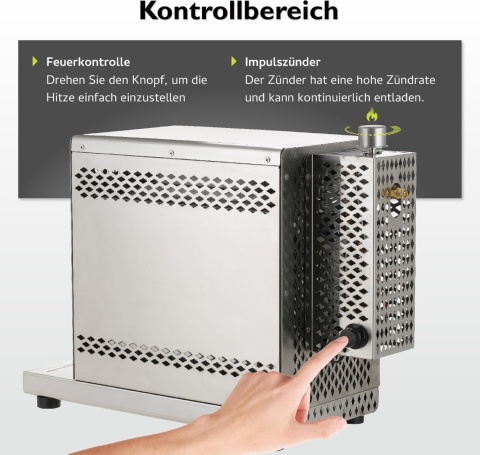 Tepro Toronto 3184 Grill do Steków do 800 °C, Srebrny, 56 x 23 x 40.5 cm