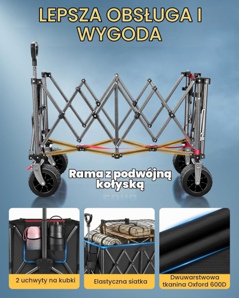 YEAUPE PRO Składany wózek z tylną otwieraną klapą 300 L 250 KG
