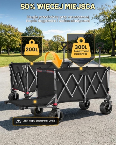 YEAUPE PRO Składany wózek z tylną otwieraną klapą 300 L 250 KG