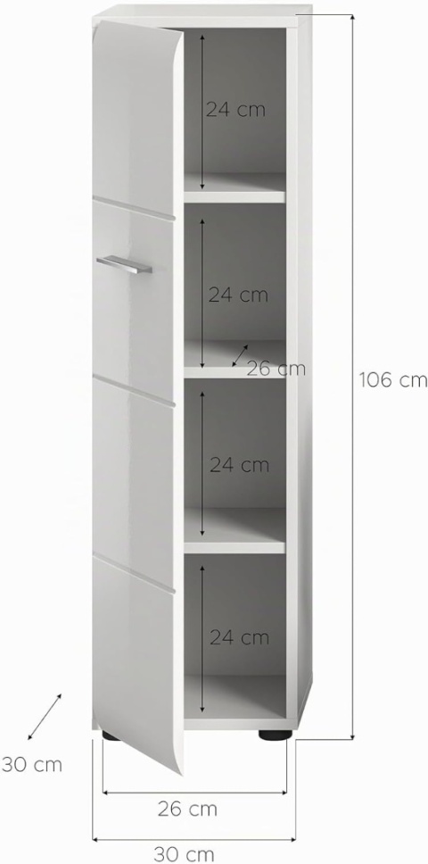 xonox.home – Szafka stojąca Ice 30 x 80 x 30 cm w białym korpusie