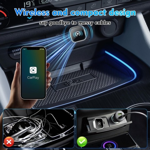 ADAPTER CARPLAY ANDROID AUTO 2w1 BEZPRZEWODOWY CAR PLAY BLUETOOTH WIFI! + ADAPTER USBC GRATIS