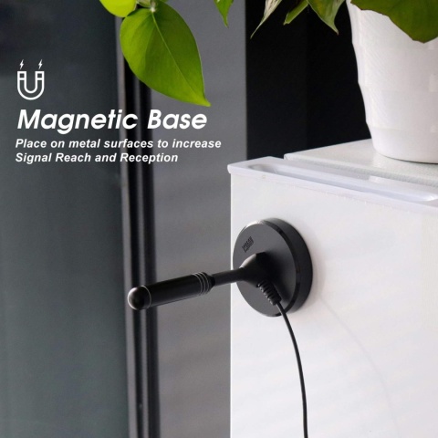 Antena Pokojowa TV August DTA240W DVB-T2 DAB Magnetyczna 2m Biała