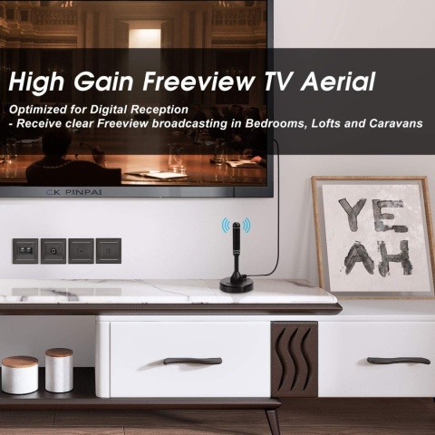 Antena Pokojowa TV August DTA240W DVB-T2 DAB Magnetyczna 2m Biała