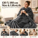 Bedsure Koc elektryczny 130x180 cm, flanela i Sherpa, 6 poziomów, timer 12h, szary