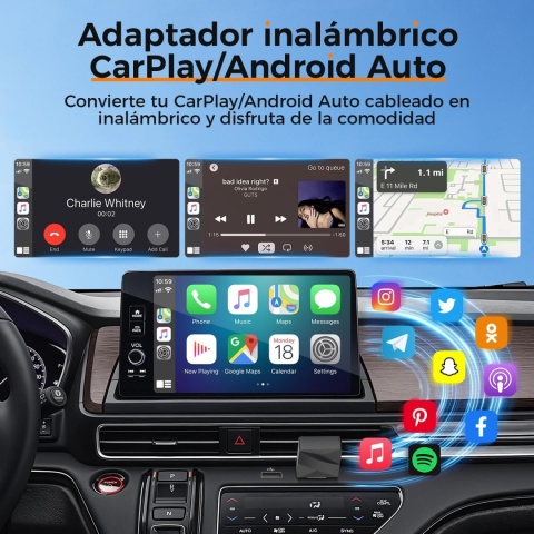Bezprzewodowy adapter 2 w 1 do Carplay i Android Auto, Plug & Play