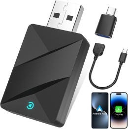 Bezprzewodowy adapter 2 w 1 do Carplay i Android Auto, Plug & Play