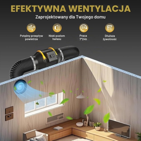 FanGoFast Regulowany wentylator do kanału dymnego 100 mm, 230 V