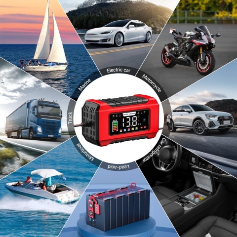 Inteligentna, w pełni automatyczna ładowarka akumulatorów samochodowych 15 A, 12 V/24 V WTYCZKA PL
