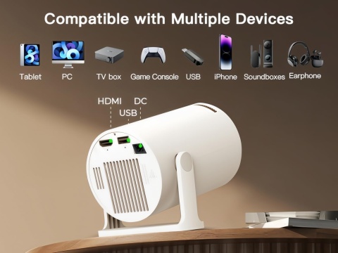 Inteligentny projektor HY300 Pro z Wi-Fi 6 i Bluetooth 5.4, 1080P