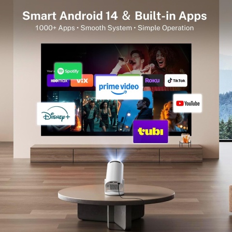 Inteligentny projektor HY300 Pro z Wi-Fi 6 i Bluetooth 5.4, 1080P