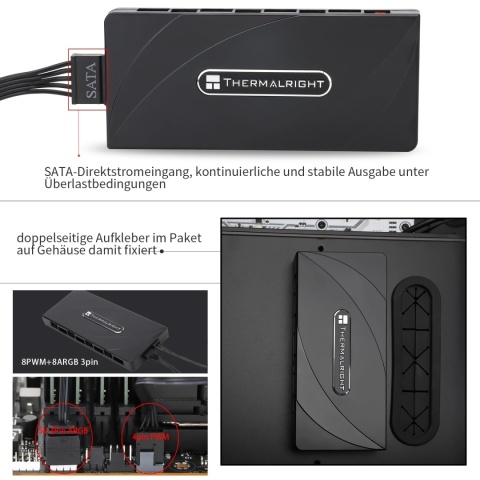 KONTROLER WENTYLATORÓW HUB 8 x ARGB + 8 x PWM 3 pin SATA THERMALRIGHT