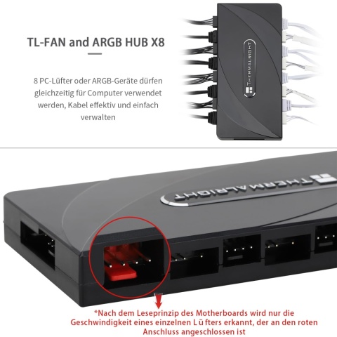 KONTROLER WENTYLATORÓW HUB 8 x ARGB + 8 x PWM 3 pin SATA THERMALRIGHT