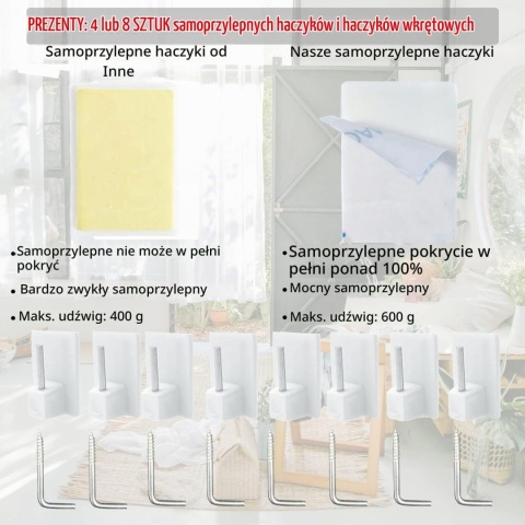 Karnisz rozporowy 50-85 cm, białe bez wiercenia Aiitomg regulowany 2 szt