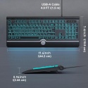 Klawiatura przewodowa USB-A z podświetleniem i dużymi znakami QWERTY 7 kolorów- 3 poziomy jasności,
