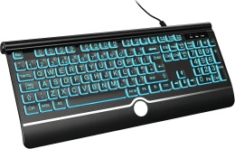 Klawiatura przewodowa USB-A z podświetleniem i dużymi znakami QWERTY 7 kolorów- 3 poziomy jasności,