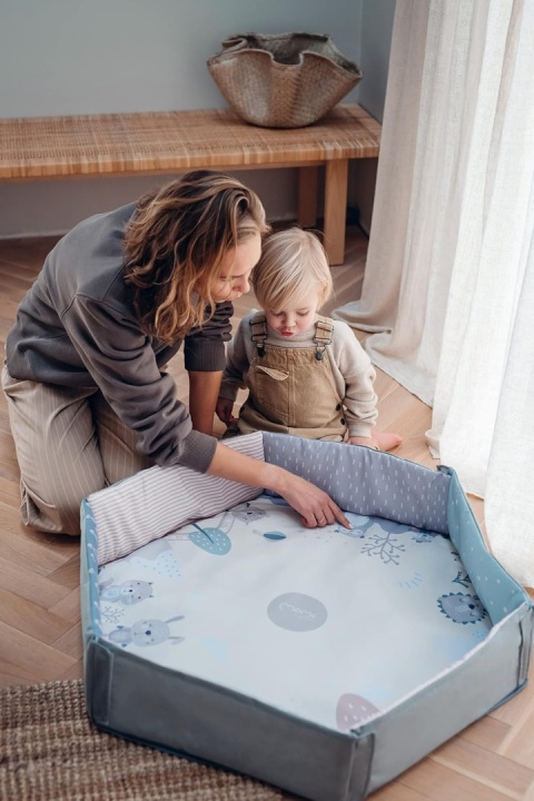 MoMi PASTEL mata edukacyjna dla niemowląt 2w1 basen zabawki sensoryka