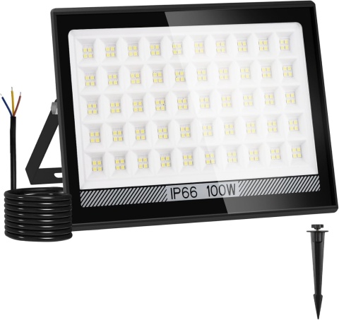NATPOW LED 100W LED Flood Light, Super Bright 11000LM Outdoor Spotlight, z czujka ruchu