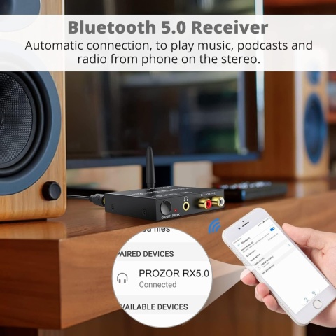 PROZOR 192 kHz cyfrowy na analogowy konwerter audio z odbiornikiem Bluetooth 5.0 przetwornik DAC