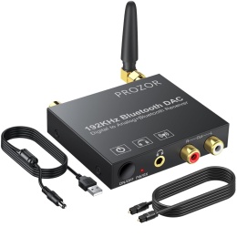 PROZOR 192 kHz cyfrowy na analogowy konwerter audio z odbiornikiem Bluetooth 5.0 przetwornik DAC