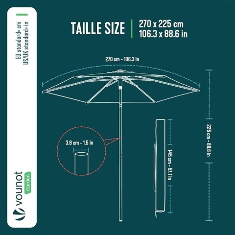 Parasol Vounot beżowy 270 x 240 cm