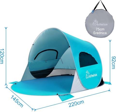 Plażowy WolfWise WF-INS-B-1 odcienie niebieskiego 145 cm x 2,2 m x 120 cm