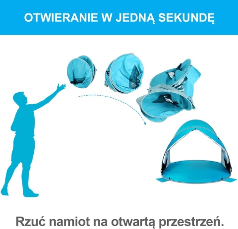 Plażowy WolfWise WF-INS-B-1 odcienie niebieskiego 145 cm x 2,2 m x 120 cm