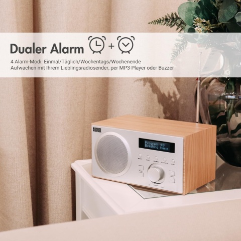 Radio sieciowe August MB420 DAB+/FM radio z Bluetooth, drewniana obudowa
