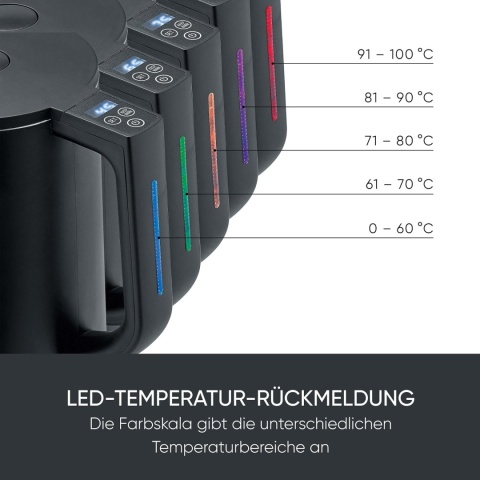 SEVERIN Czajnik elektryczny z regulacją temperatury, uchwyt z kolorowym wskaźnikiem ogrzewania, 2200 W,