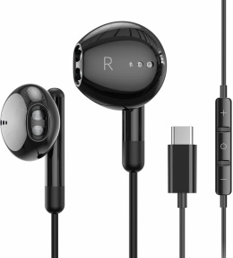 SŁUCHAWKI PRZEWODOWE BENEWY ME540 USB-C CZARNE DOUSZNE 1,2 M