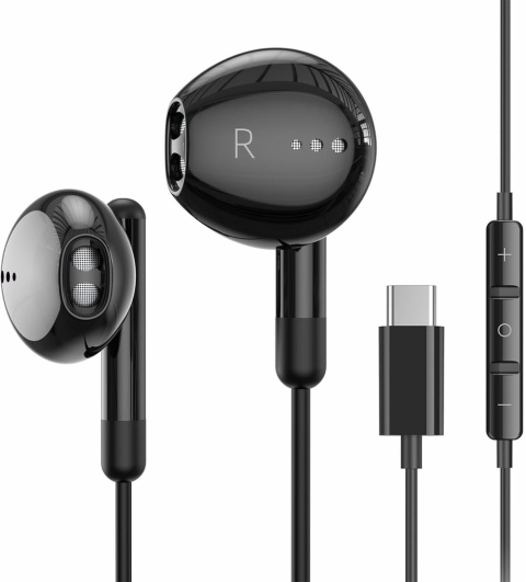 SŁUCHAWKI PRZEWODOWE BENEWY ME540 USB-C CZARNE DOUSZNE 1,2 M