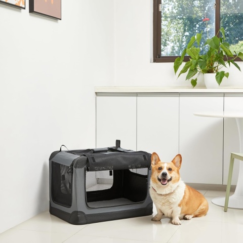 Składany transporter Amazon Basics 4-drzwiowy S 66×46×46 cm dla psa i kota