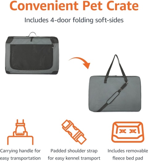 Składany transporter Amazon Basics 4-drzwiowy S 66×46×46 cm dla psa i kota