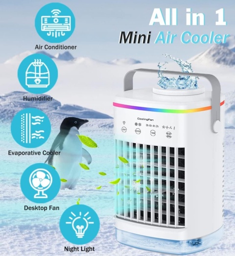 SogYupk Przenośna chłodziarka powietrza 5 w 1, mini klimatyzatory