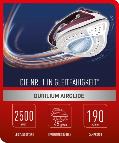 ŻELAZKO PAROWE TEFAL FV5716 EASYGLISS PLUS POWŁOKA DURILIUM AIRGLIDE 2500 w
