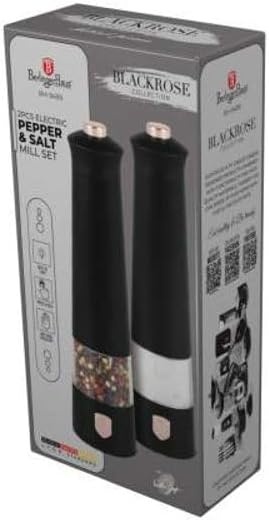 Berlinger Haus elektryczny młynek do soli i pieprzu, zestaw 2 szt., Black Rose Collection