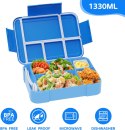 Bento SWOMTEE lunch box 1330 ml z zestawem sztućców z 5 przegródkami