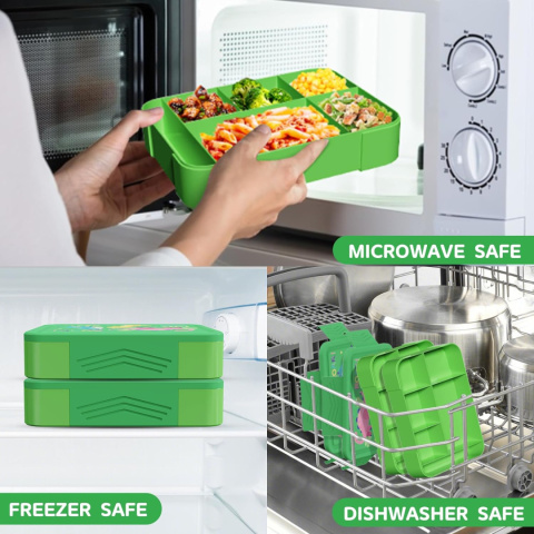 Bento SWOMTEE lunch box 1330 ml z zestawem sztućców z 5 przegródkami Bento SWOMTEE lunch box 1330 ml z zestawem sztućców z 5 przegródkami