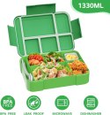 Bento SWOMTEE lunch box 1330 ml z zestawem sztućców z 5 przegródkami Bento SWOMTEE lunch box 1330 ml z zestawem sztućców z 5 przegródkami