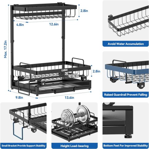 CLESOO metalowy organizer wysuwany 3-poziomowy z wysuwaną półką CLESOO metalowy organizer wysuwany 3-poziomowy z wysuwaną półką