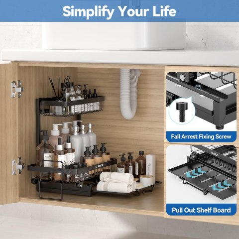 CLESOO metalowy organizer wysuwany 3-poziomowy z wysuwaną półką CLESOO metalowy organizer wysuwany 3-poziomowy z wysuwaną półką