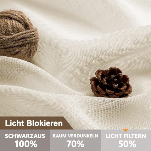 CUCRAF Lniane zasłony z woalu na przelotkach, 225 x140 zestaw 2 sztuk CUCRAF Lniane zasłony z woalu na przelotkach, 225 x140 zestaw 2 sztuk