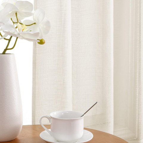 CUCRAF Lniane zasłony z woalu na przelotkach, 225 x140 zestaw 2 sztuk CUCRAF Lniane zasłony z woalu na przelotkach, 225 x140 zestaw 2 sztuk