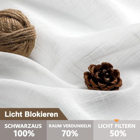 CUCRAF Zasłony woalowe - biel kremowa, 225x140 cm, zestaw 2 sztuk CUCRAF Zasłony woalowe - biel kremowa, 225x140 cm, zestaw 2 sztuk